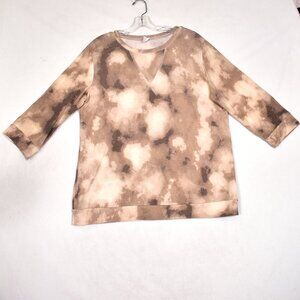 CY Women's Top 3/4 Sleeve Tie Dye Brown Camo Size Medium